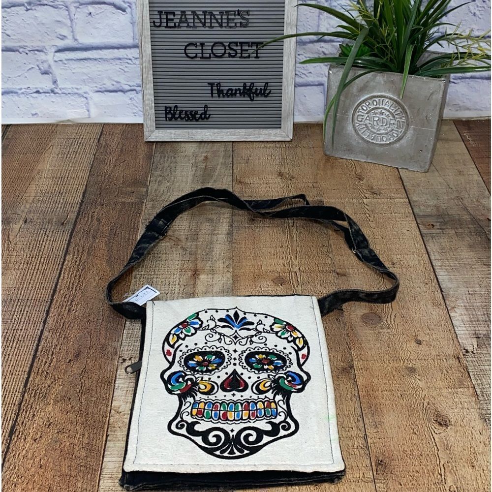 Cotton Mini Multi sugar Skull Mini File Bags crossbody - Picture 2 of 9